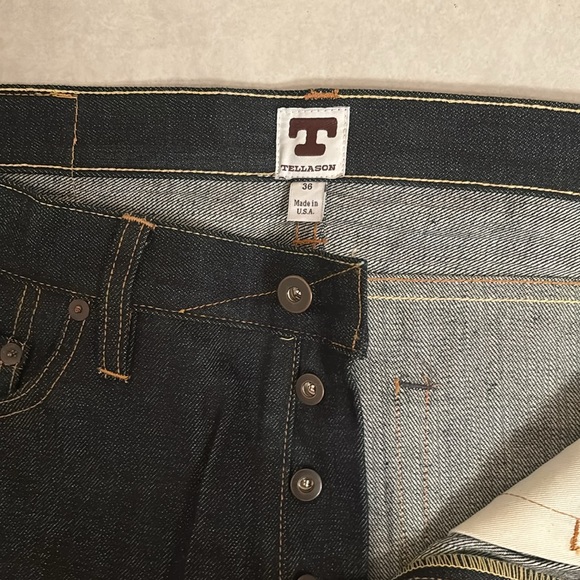 Tellason Ladbroke slim tapered selvedge denim jeans 36 USA. 14oz red line NWOT - Picture 8 of 10